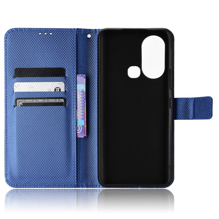 For Infinix Hot 11s / Hot 11s NFC 4G Wallet Phone Case Diamond Texture Anti-Scratch PU Leather Cellphone Cover with Stand - Blue