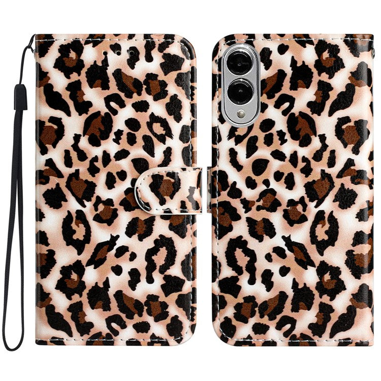 For Samsung Galaxy S25 Edge Wallet Case Printed Pattern Design Leather Phone Cover - Leopard Print