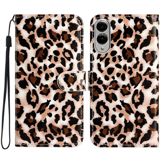 For Samsung Galaxy S25 Edge Wallet Case Printed Pattern Design Leather Phone Cover - Leopard Print