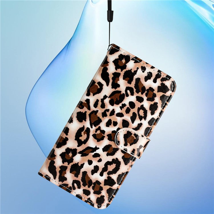 For Samsung Galaxy S25 Edge Wallet Case Printed Pattern Design Leather Phone Cover - Leopard Print