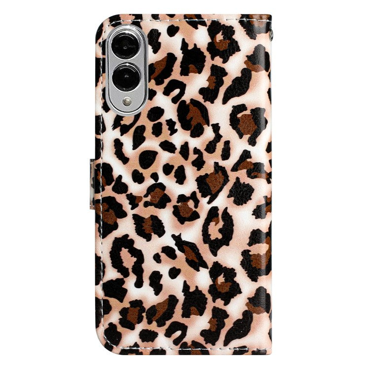 For Samsung Galaxy S25 Edge Wallet Case Printed Pattern Design Leather Phone Cover - Leopard Print