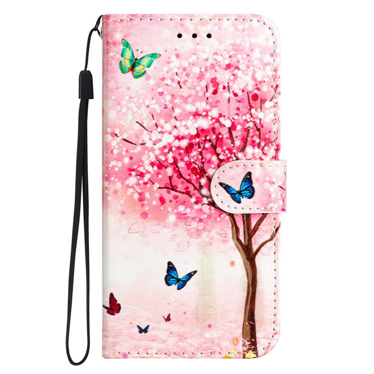 For Samsung Galaxy S25 Edge Wallet Case Printed Pattern Design Leather Phone Cover - Cherry Blossoms Tree