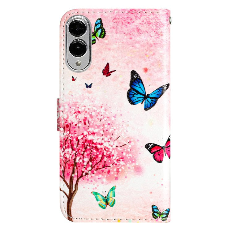 For Samsung Galaxy S25 Edge Wallet Case Printed Pattern Design Leather Phone Cover - Cherry Blossoms Tree