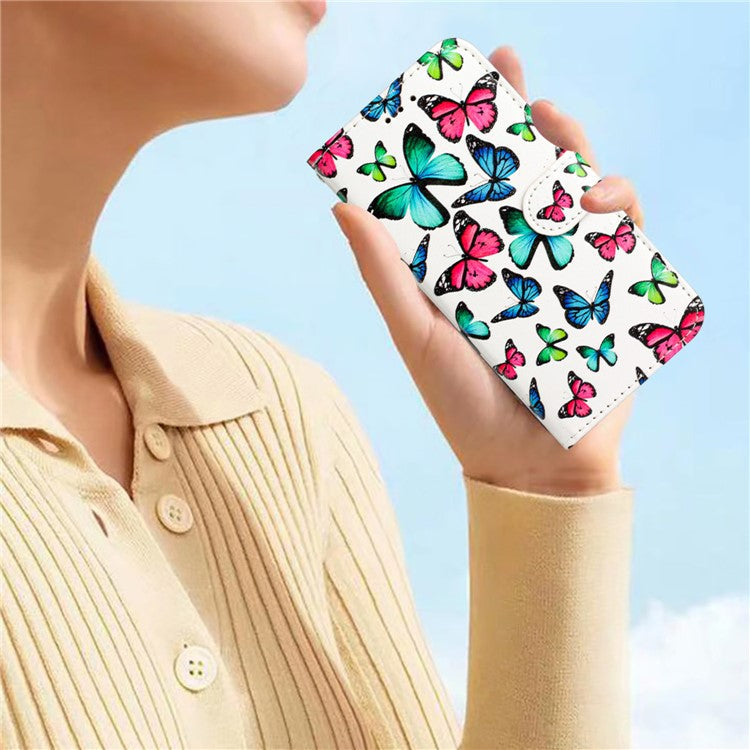 For Samsung Galaxy S25 Edge Wallet Case Printed Pattern Design Leather Phone Cover - Butterflies