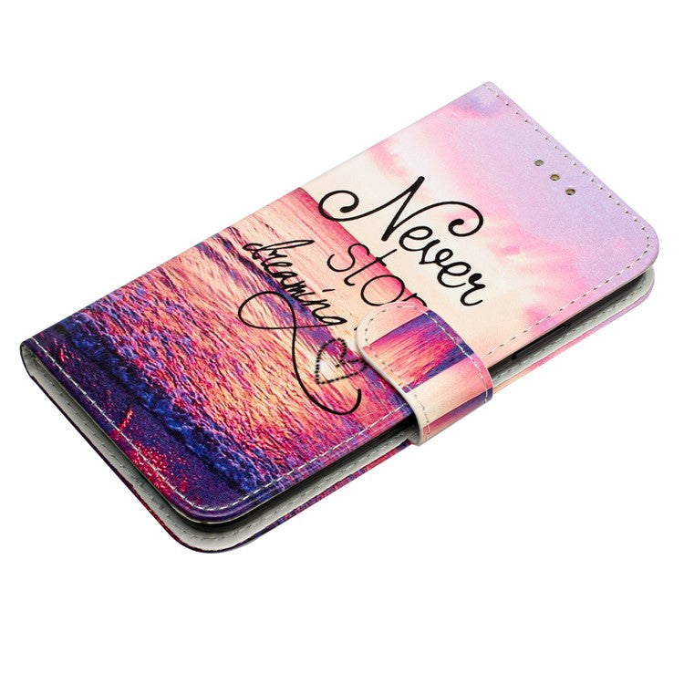 For Samsung Galaxy S25 Edge Wallet Case Printed Pattern Design Leather Phone Cover - Never Stop Dreaming