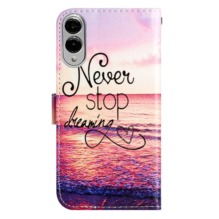 For Samsung Galaxy S25 Edge Wallet Case Printed Pattern Design Leather Phone Cover - Never Stop Dreaming