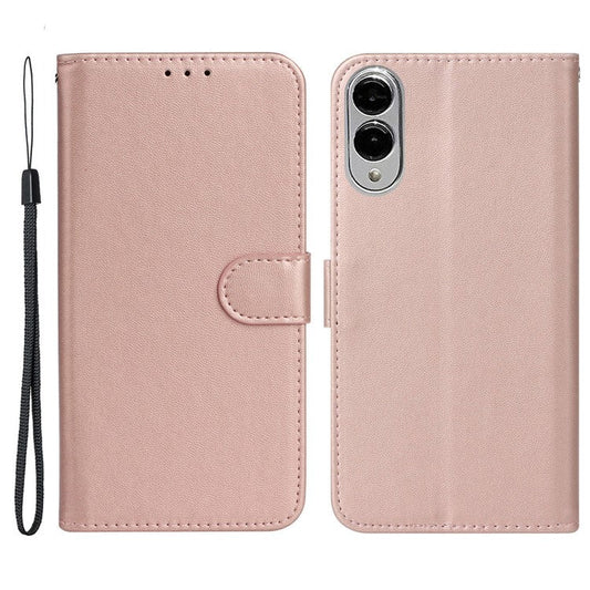 For Samsung Galaxy S25 Edge Case with Card Holder PU Leather Flip Wallet Phone Cover - Rose Gold