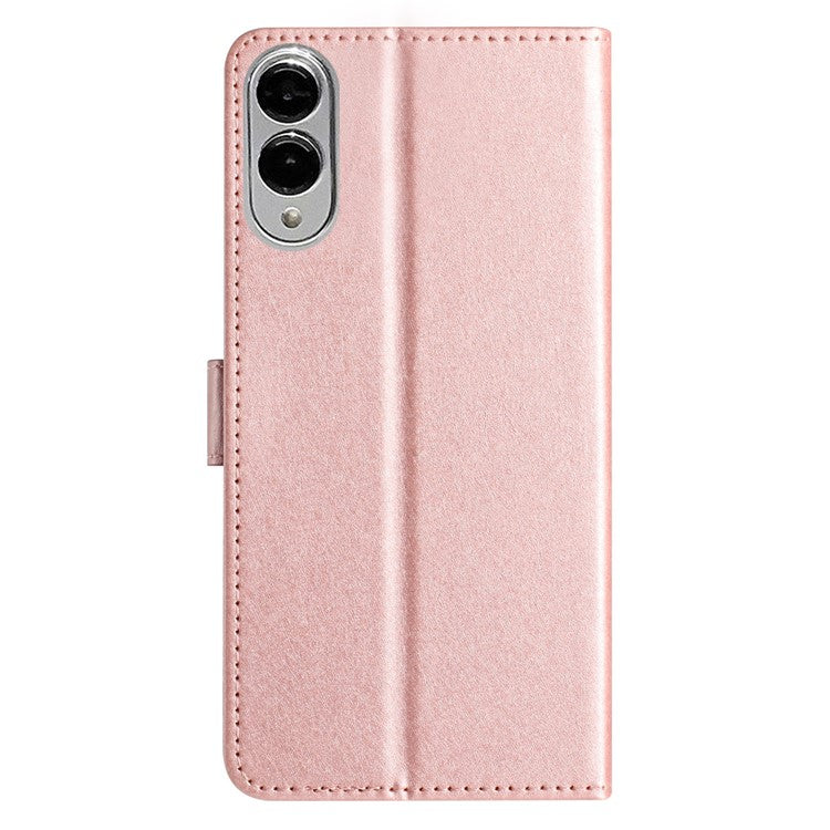For Samsung Galaxy S25 Edge Wallet Case Leather Folio Phone Cover Magnetic Clasp - Rose Gold