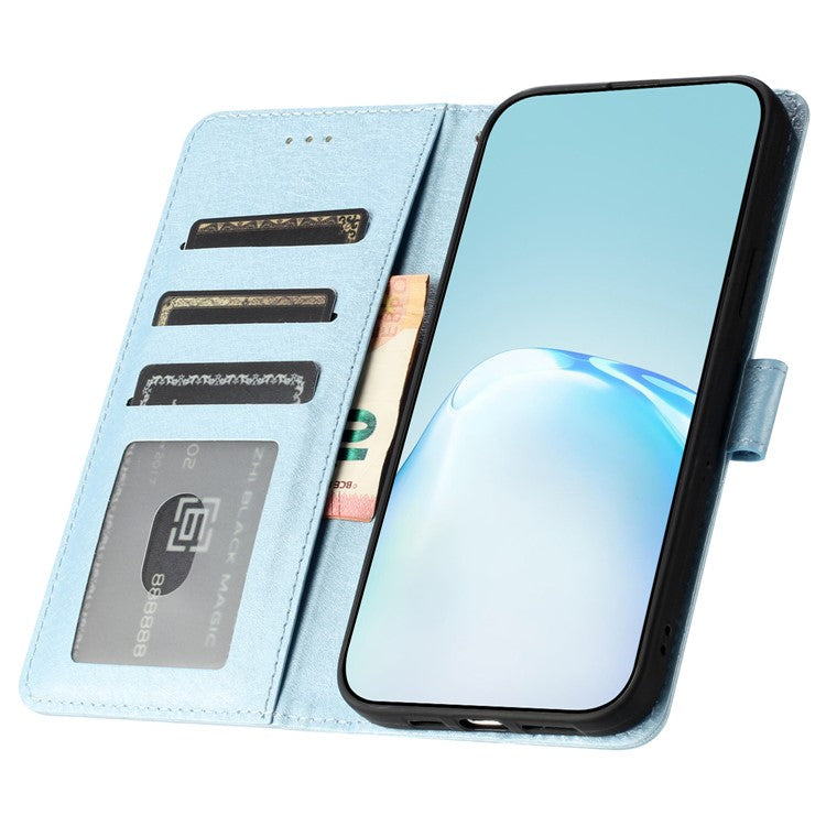 For Samsung Galaxy S25 Edge Wallet Case Leather Folio Phone Cover Magnetic Clasp - Sky Blue