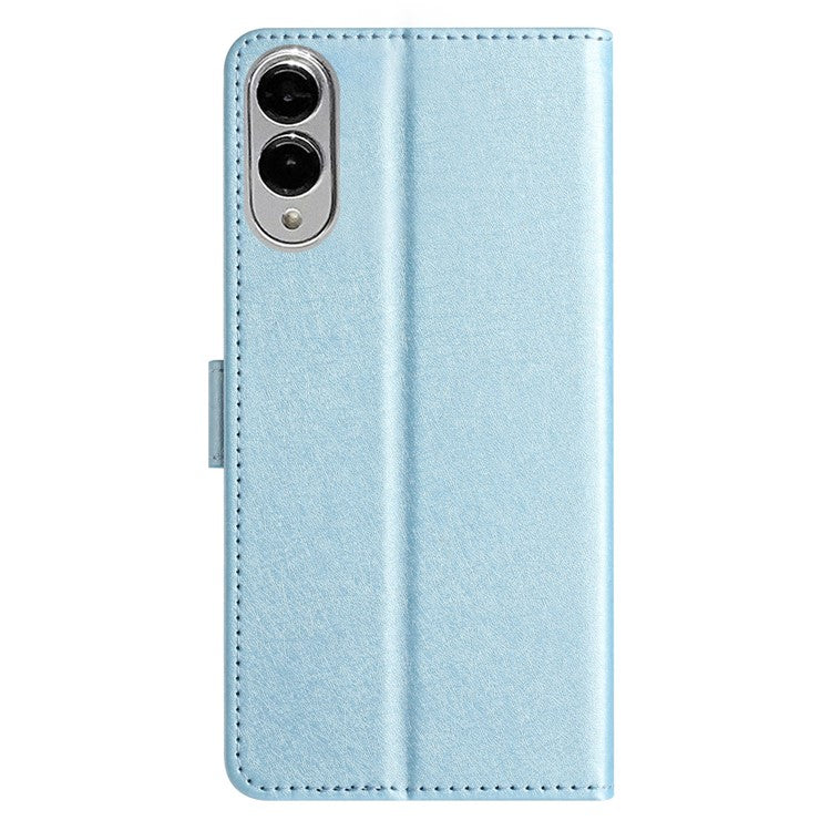 For Samsung Galaxy S25 Edge Wallet Case Leather Folio Phone Cover Magnetic Clasp - Sky Blue