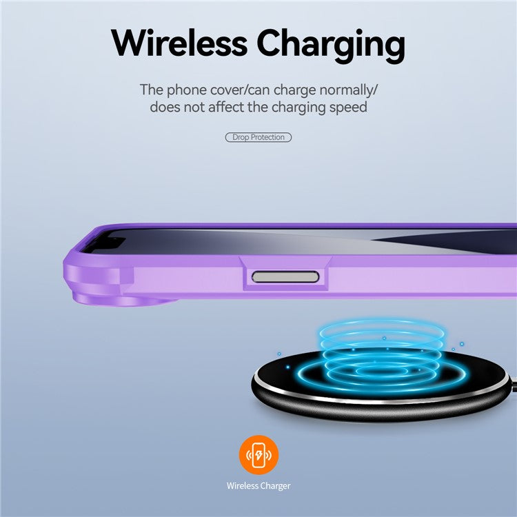 For iPhone 16e Case Anti-Drop Alloy Lens Frame PC + TPU Phone Cover - Purple