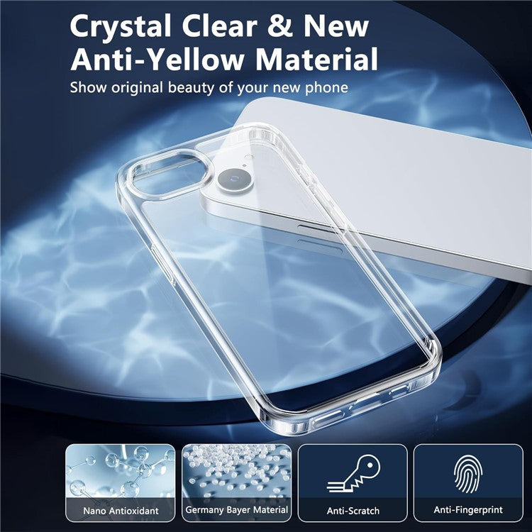 For iPhone 16e Transparent Phone Case Shockproof Acrylic + TPU Cover with Tempered Glass Screen Protector