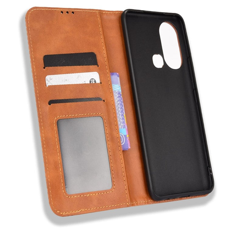 For Infinix Hot 11s / Hot 11s NFC 4G Retro Texture PU Leather Case Imprinted Pattern Magnetic Auto-Absorbed Phone Stand Wallet Cover - Brown