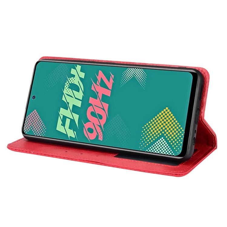 For Infinix Hot 11s / Hot 11s NFC 4G Retro Texture PU Leather Case Imprinted Pattern Magnetic Auto-Absorbed Phone Stand Wallet Cover - Red