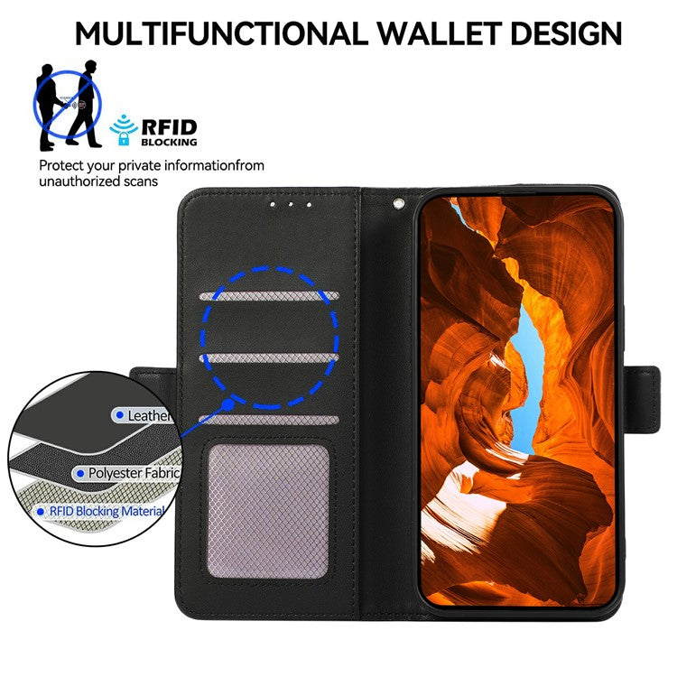 ABEEL For iPhone 16e Case Leather Phone Cover with RFID Blocking Wallet - Black