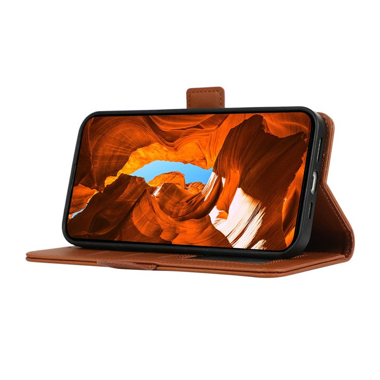 ABEEL For iPhone 16e Case Leather Phone Cover with RFID Blocking Wallet - Brown