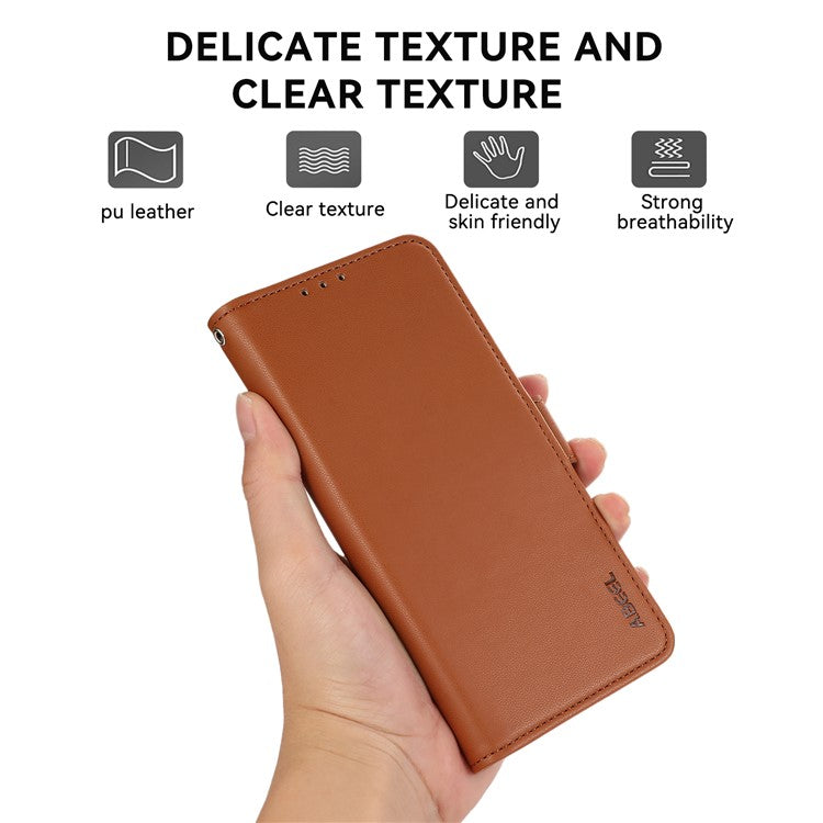 ABEEL For iPhone 16e Case Leather Phone Cover with RFID Blocking Wallet - Brown