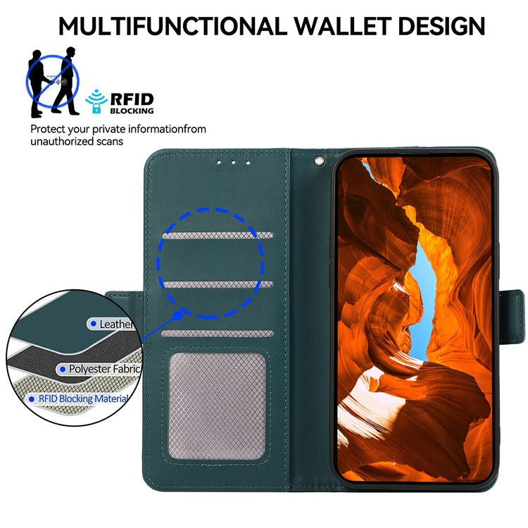 ABEEL For iPhone 16e Case Leather Phone Cover with RFID Blocking Wallet - Green