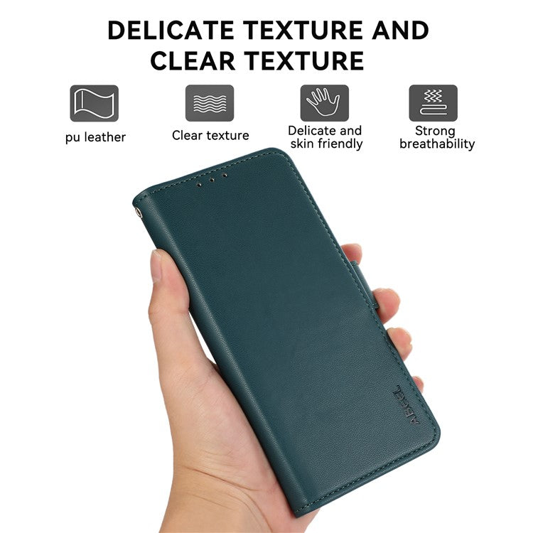 ABEEL For iPhone 16e Case Leather Phone Cover with RFID Blocking Wallet - Green