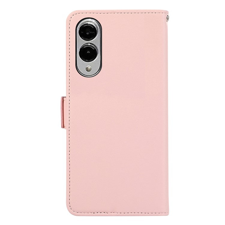 ABEEL For Samsung Galaxy S25 Edge Case Leather Phone Cover with RFID Blocking Wallet - Pink