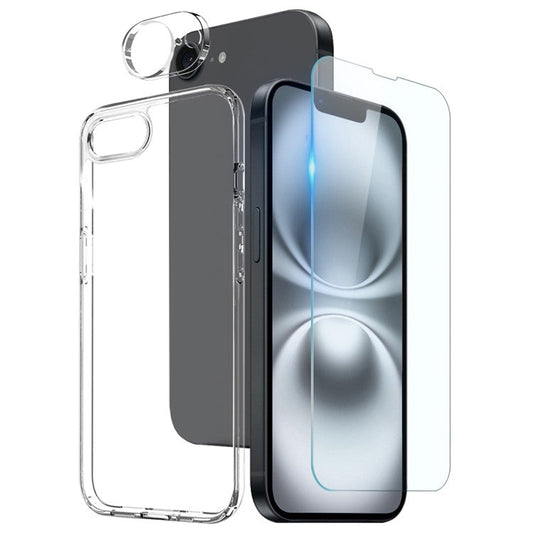 NORTHJO For iPhone 16e TPU Phone Case Set with Front Screen Protector + Lens Film