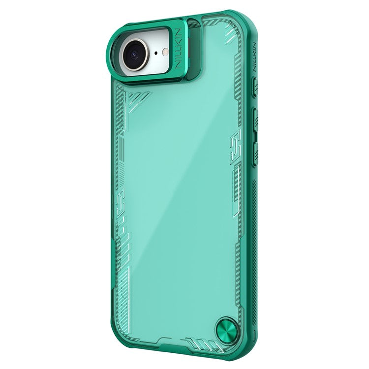 NILLKIN Iceblade Prop For iPhone 16e Case Lens Frame Kickstand PC + TPU Phone Cover - Green