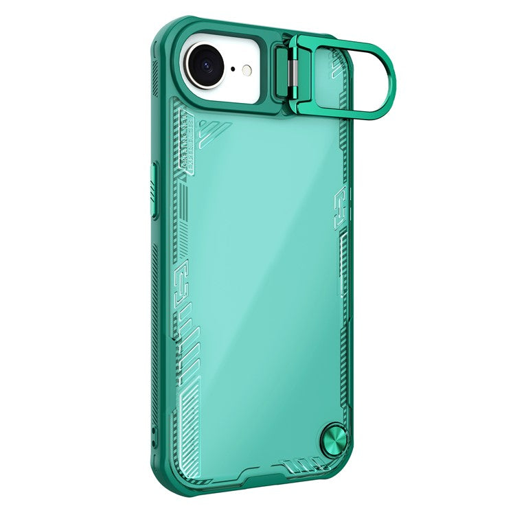 NILLKIN Iceblade Prop For iPhone 16e Case Lens Frame Kickstand PC + TPU Phone Cover - Green