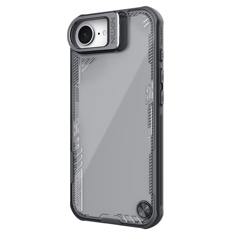 NILLKIN Iceblade Prop For iPhone 16e Case Lens Frame Kickstand PC + TPU Phone Cover - Black