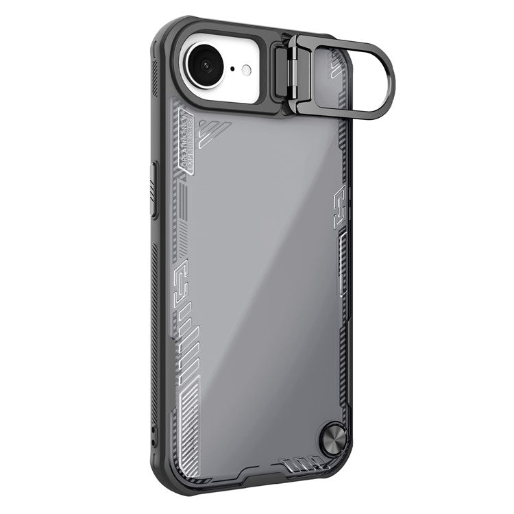 NILLKIN Iceblade Prop For iPhone 16e Case Lens Frame Kickstand PC + TPU Phone Cover - Black