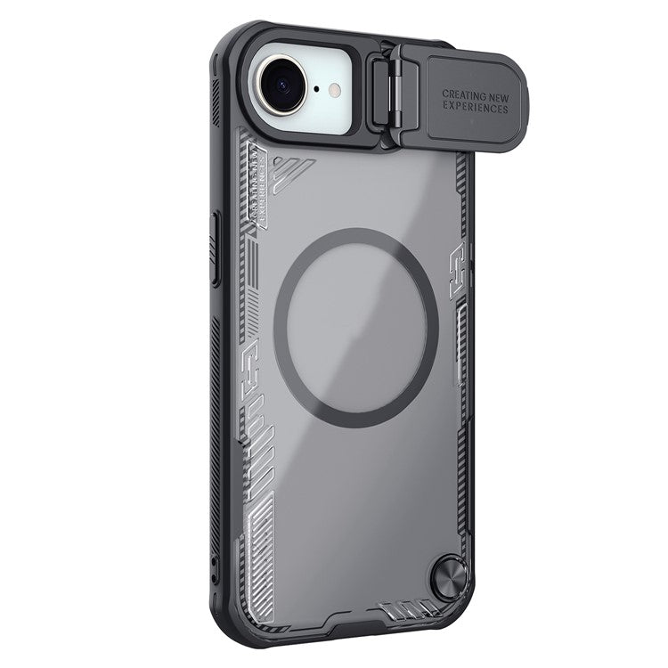 NILLKIN Iceblade Prop For iPhone 16e Case Compatible with MagSafe Lens Cover Kickstand PC + TPU Phone Cover - Black
