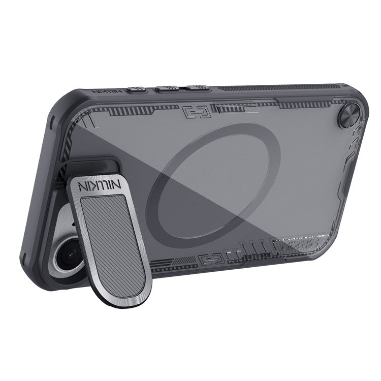 NILLKIN Iceblade Prop For iPhone 16e Case Compatible with MagSafe Lens Cover Kickstand PC + TPU Phone Cover - Black