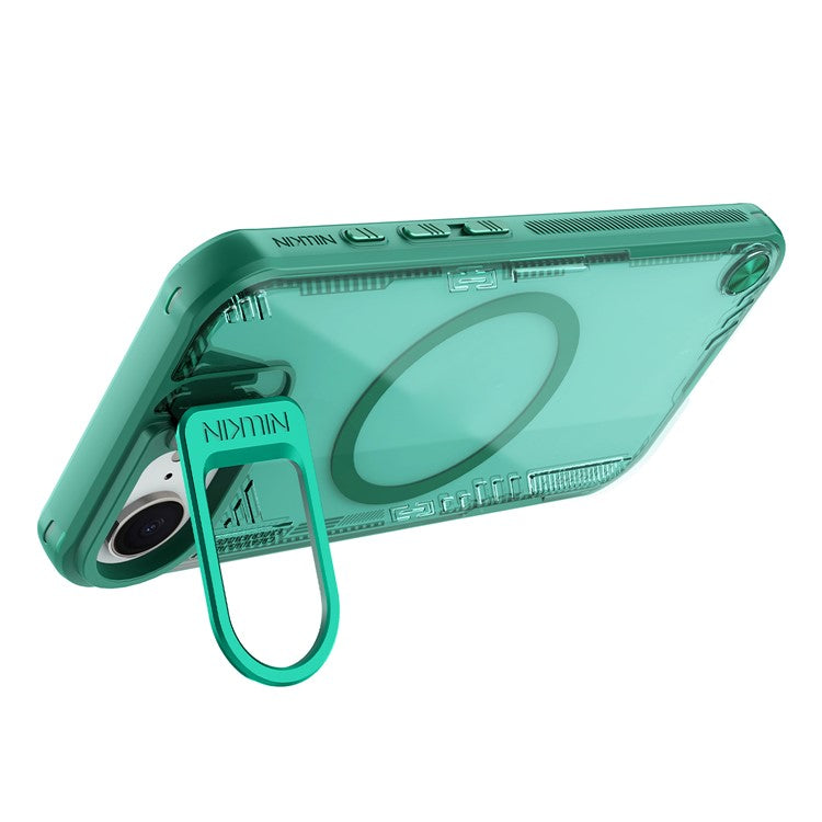 NILLKIN Iceblade Prop For iPhone 16e Case Compatible with MagSafe Lens Frame Kickstand PC + TPU Phone Cover - Green