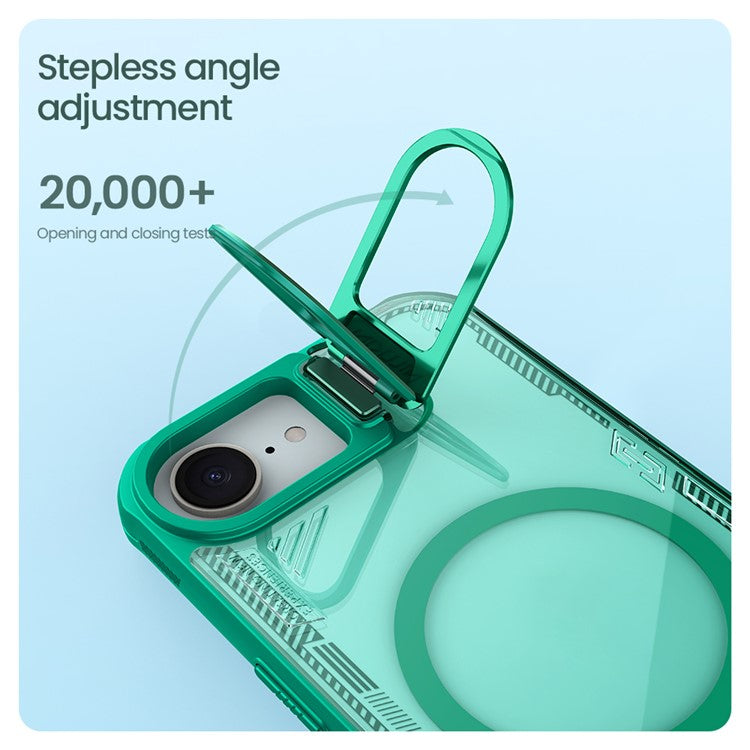 NILLKIN Iceblade Prop For iPhone 16e Case Compatible with MagSafe Lens Frame Kickstand PC + TPU Phone Cover - Green