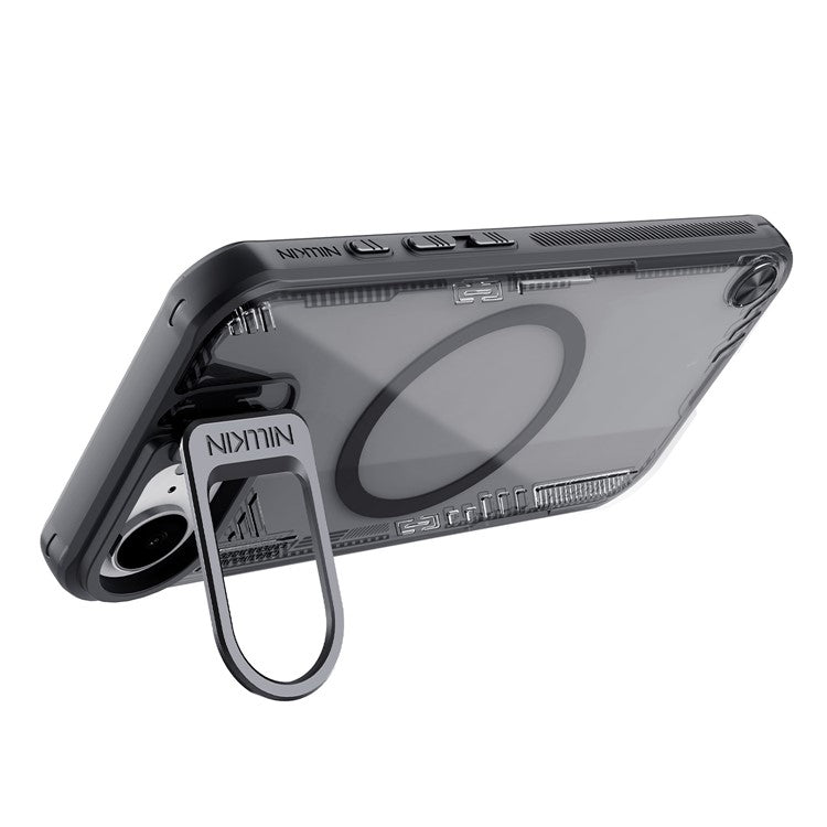 NILLKIN Iceblade Prop For iPhone 16e Case Compatible with MagSafe Lens Frame Kickstand PC + TPU Phone Cover - Black