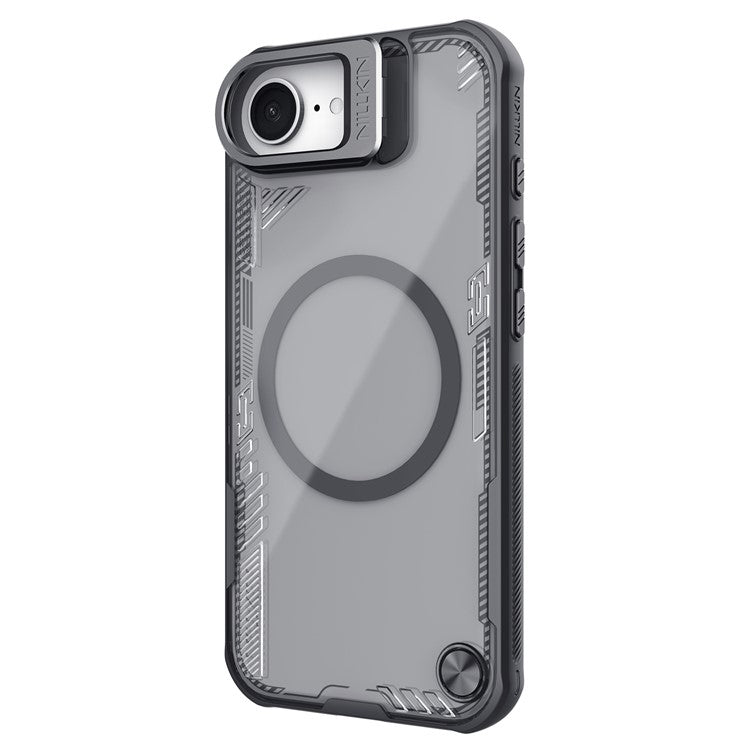 NILLKIN Iceblade Prop For iPhone 16e Case Compatible with MagSafe Lens Frame Kickstand PC + TPU Phone Cover - Black
