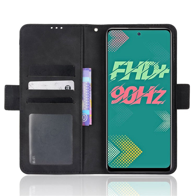 For Infinix Hot 11s / Hot 11s NFC 4G Multiple Card Slots PU Leather Case Dual Magnetic Clasp Phone Cover with Stand Wallet - Black