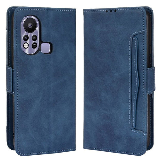 For Infinix Hot 11s / Hot 11s NFC 4G Multiple Card Slots PU Leather Case Dual Magnetic Clasp Phone Cover with Stand Wallet - Blue