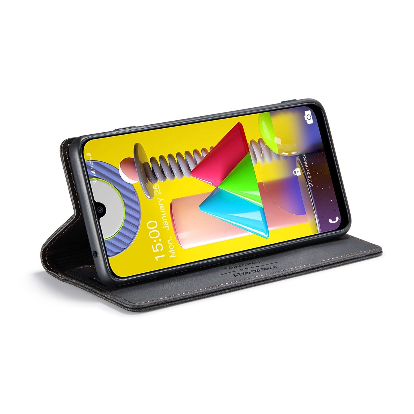 For Samsung Galaxy M31 Prime / Galaxy M21s / Galaxy F14 4G / Galaxy M31 Wallet Case AUTSPACE A01 Leather Stand Cover with RFID Blocking Card Holder - Black