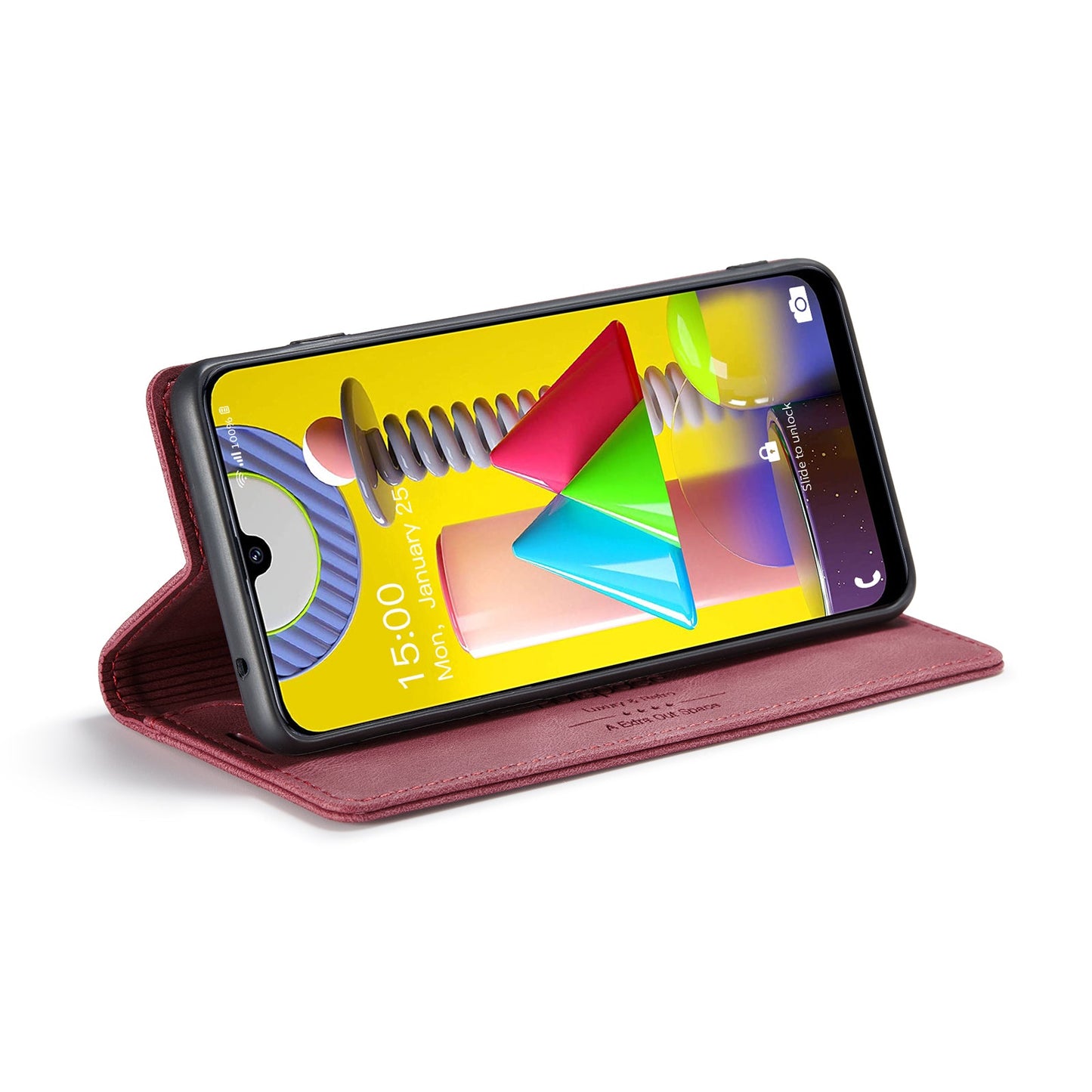 For Samsung Galaxy M31 Prime / Galaxy M21s / Galaxy F14 4G / Galaxy M31 Wallet Case AUTSPACE A01 Leather Stand Cover with RFID Blocking Card Holder - Red