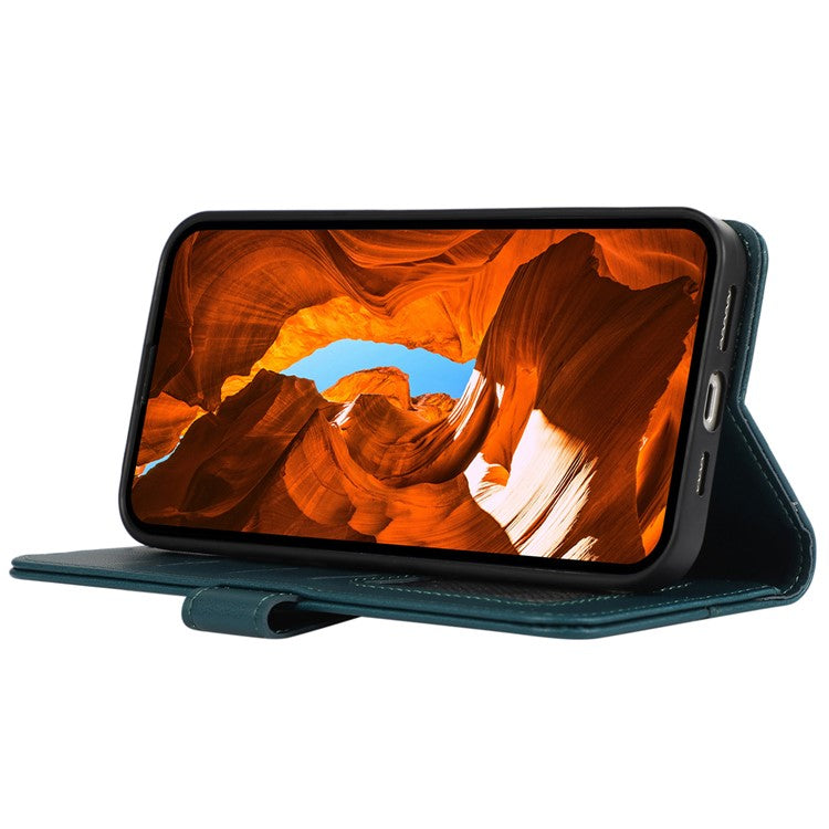 For iPhone 16e Case RFID Blocking Flip Leather Phone Cover - Green