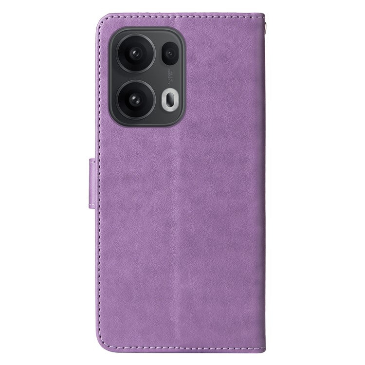 For Oppo Reno13 Pro 5G Case Butterfly Floral Imprint Wallet Stand Leather Phone Cover - Purple