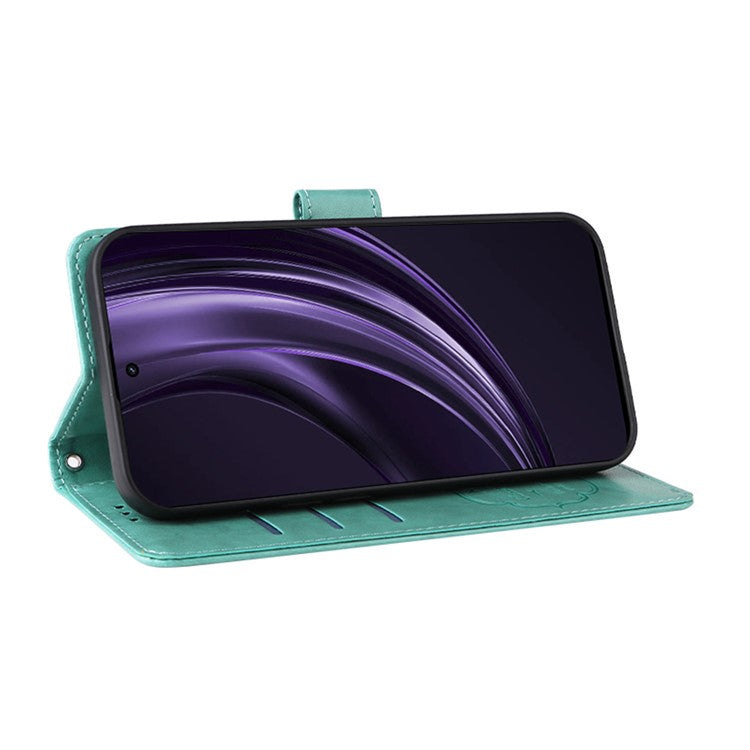 For Oppo Reno13 Pro 5G Case Butterfly Floral Imprint Wallet Stand Leather Phone Cover - Green