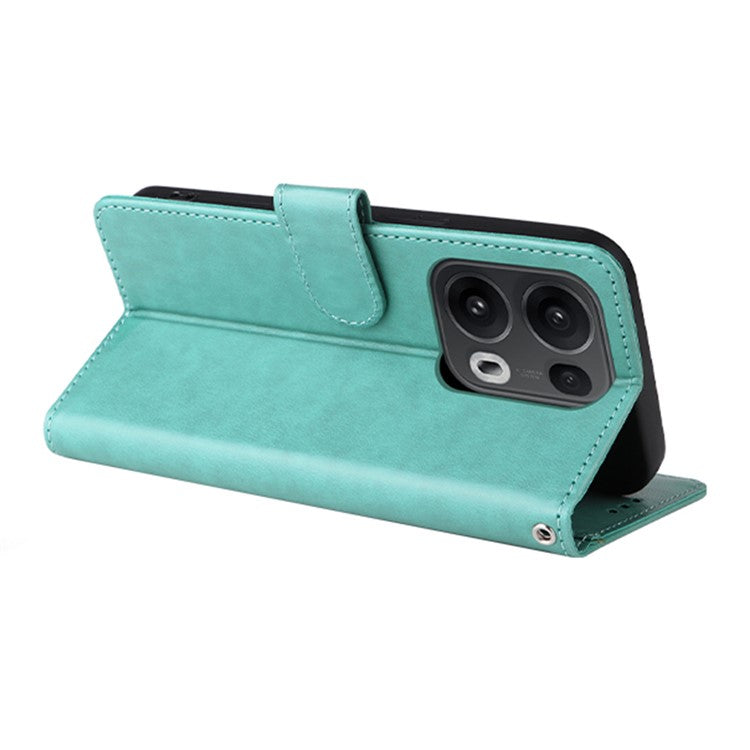 For Oppo Reno13 Pro 5G Case Butterfly Floral Imprint Wallet Stand Leather Phone Cover - Green