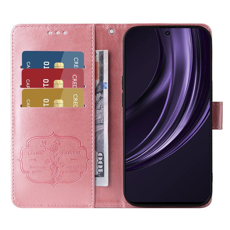 For Oppo Reno13 Pro 5G Case Butterfly Floral Imprint Wallet Stand Leather Phone Cover - Pink