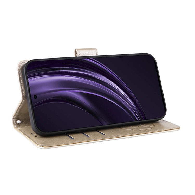 For Oppo Reno13 Pro 5G Case Butterfly Floral Imprint Wallet Stand Leather Phone Cover - Gold