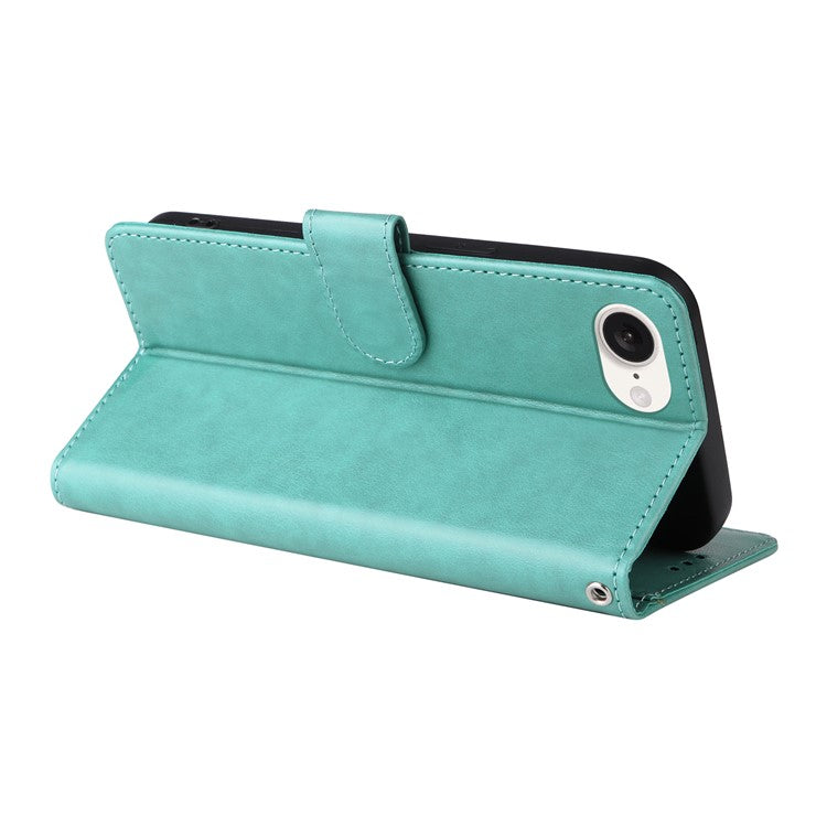 For iPhone 16e Case Butterfly Floral Imprint Wallet Stand Leather Phone Cover - Green