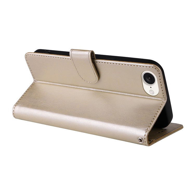 For iPhone 16e Case Butterfly Floral Imprint Wallet Stand Leather Phone Cover - Gold