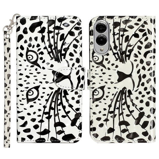 For Samsung Galaxy S25 Edge Case 3D Pattern Printed Phone Leather Phone Cover - Leopard Head