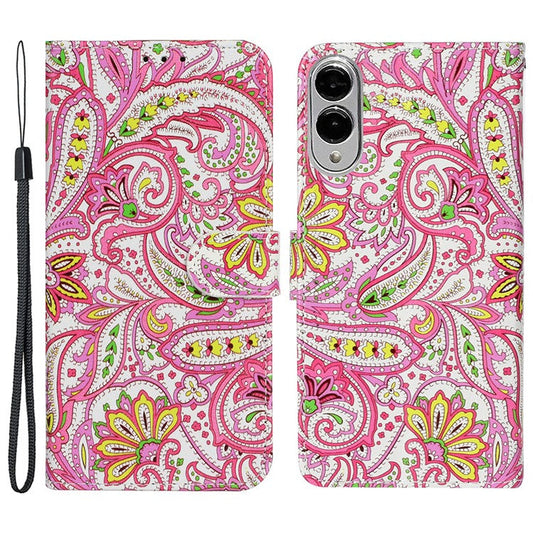 For Samsung Galaxy S25 Edge Case Pattern Leather Wallet Phone Cover with Card Holder - Flower