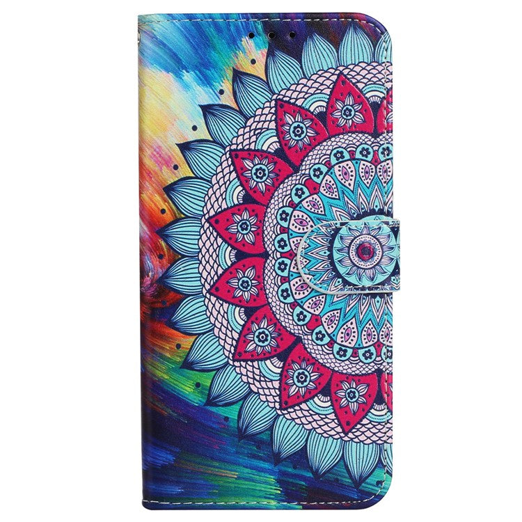For Samsung Galaxy S25 Edge Case Pattern Leather Wallet Phone Cover with Card Holder - Mandala Flower